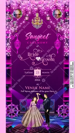 Sangeet Ceremony Invitation with Caricature card – GS-C199