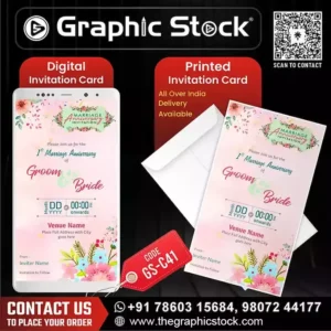 Pink Floral Marriage Anniversary Invitation Card ā GSāC41