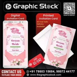 Luxurious Pink Rose Wedding Anniversary Invitation Card – GS‑C42