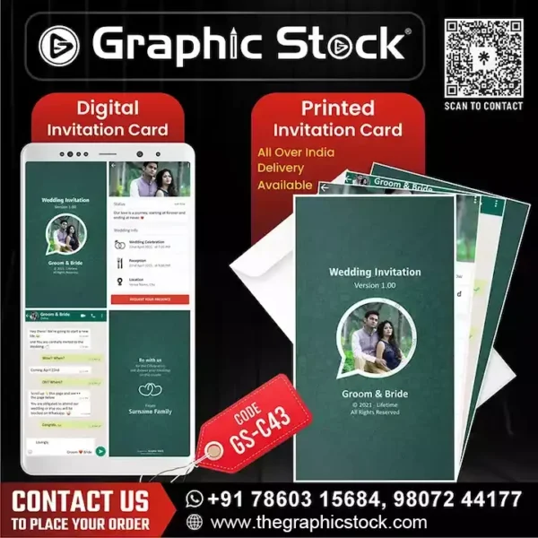 WhatsApp Theme Wedding Invitation Card (Multi Page Green Modern Theme) – GS‑C43