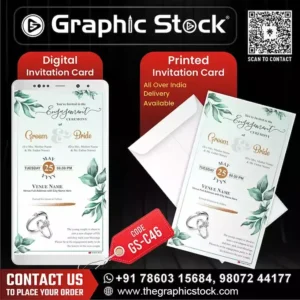 Green Leaf Engagement Ceremony Invitation Card – GS-C46, Engagement Invitation Digital eCard.