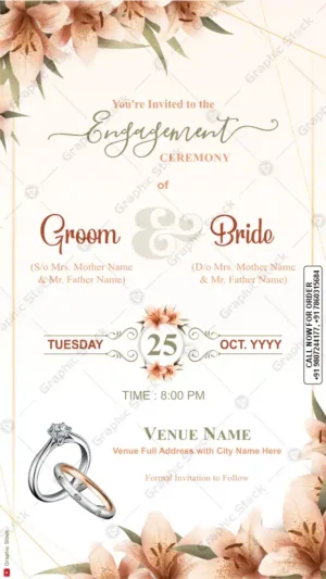 Peach Floral Engagement Invitation Card – GS-C47