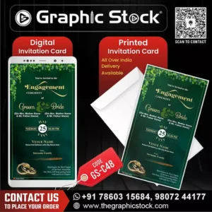 Luxury Green Engagement Invitation Card – GS-C48