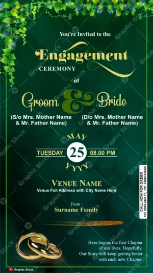 Luxury Green Engagement Invitation Card – GS-C48