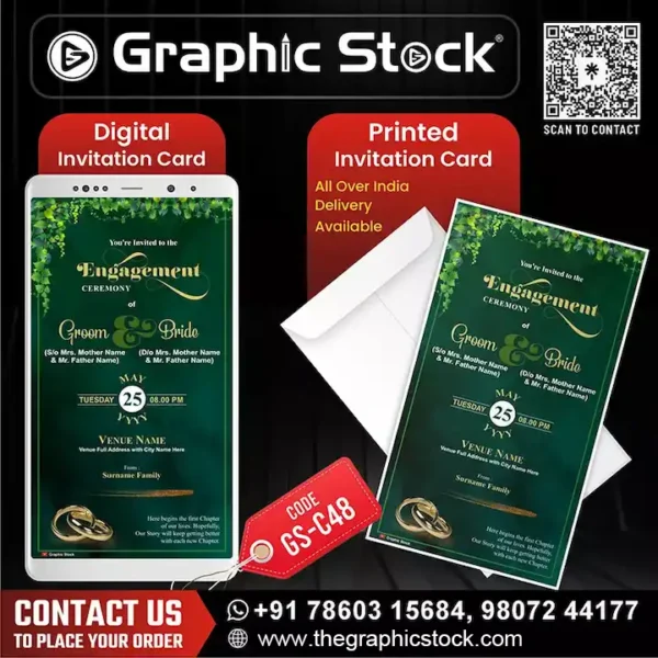 Luxury Green Engagement Invitation Card – GS-C48