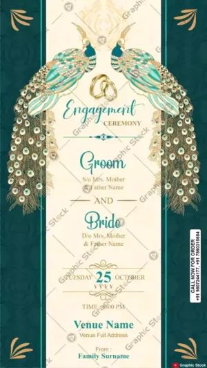 Elegant Peacock Engagement Invitation Card – GS-C49