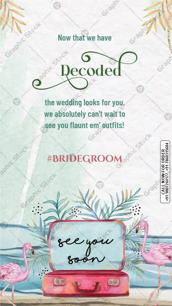 Tropical Wedding Wardrobe Planner Closing Page with Flamingo and Suitcase Illustration