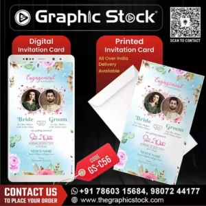 Pastel Blue Floral Engagement Invitation Card – GS-C56