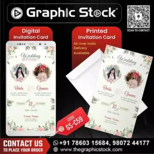 Elegant Floral Photo Wedding Invitation with Bride & Groom Photos ā GS-C59