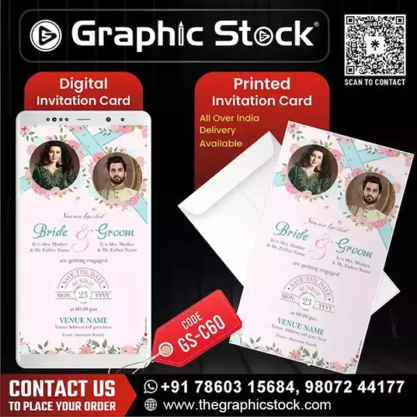 Stunning Pastel Engagement Invitation with Bride & Groom Photos – GS-C60