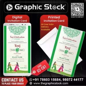 Green Traditional Teej Invitation Card – GS-C61