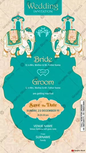 Royal Elephant Theme Wedding Invitation Card – GS-C62