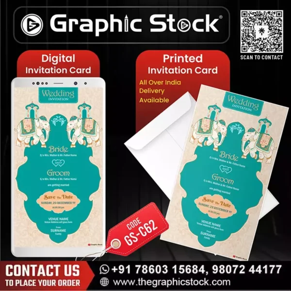 Royal Elephant Theme Wedding Invitation Card – GS-C62