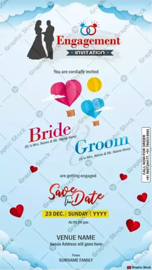 Romantic Sky Theme Engagement Invitation Card – GS-C64