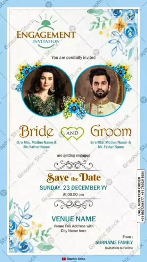Elegant Floral Frame Engagement Invitation Card – GS-C65