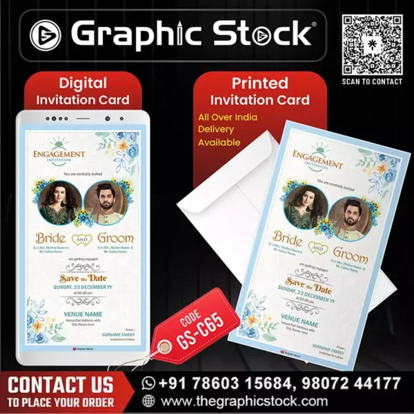 Elegant Floral Frame Engagement Invitation Card – GS-C65