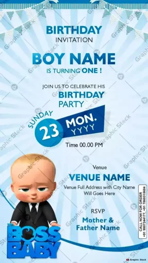 Boss Baby Birthday Invitation for Boys – GS-C71 Boss Baby Theme