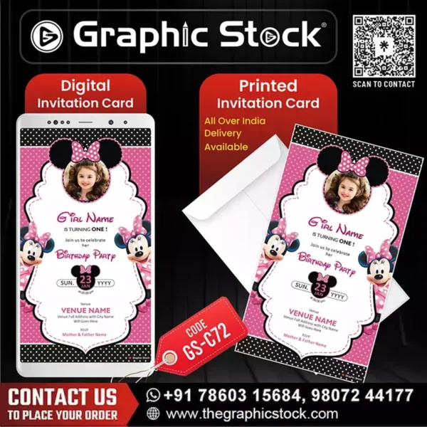 Minnie Mouse Birthday Invitation for Girls – GS-C72