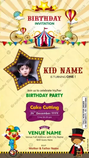 Circus Theme Birthday Invitation Card – GS-C79