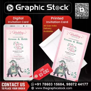 Pink Royal Elephant Save the Date Invitation – GS-C82