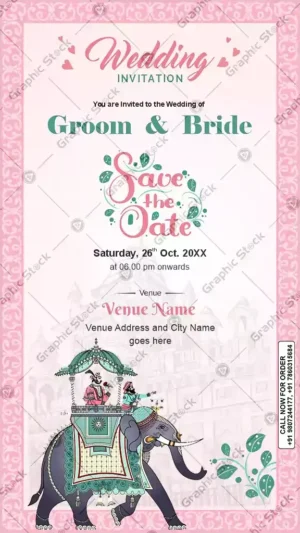 Pink Royal Elephant Save the Date Invitation – GS-C82