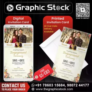 Floral Photo Engagement Ceremony Invitation Digital & Printed card – GS-C83