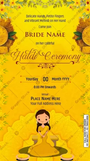 Vibrant Elegant Haldi Ceremony Invitation Card – GS-C85