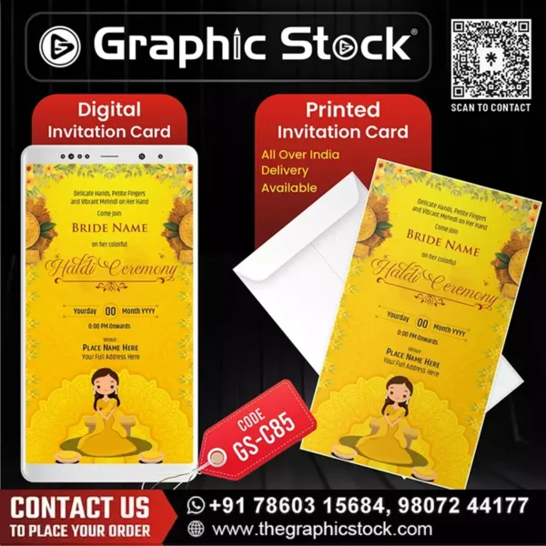 Vibrant Elegant Haldi Ceremony Invitation Card – GS-C85