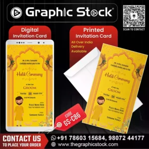 Haldi Ceremony Invitation Card for Groom – Digital & Printable Sunflower Theme (GS-C86)
