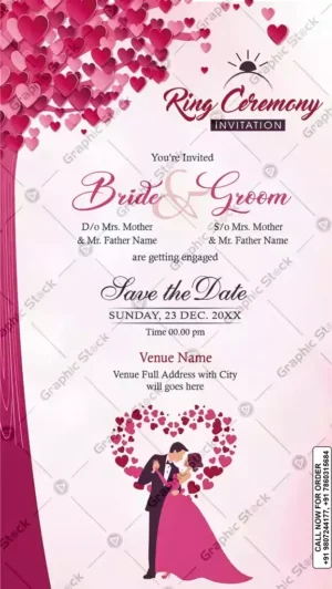 Elegant Pink Romantic Ring Ceremony Invitation Card – GS-C88