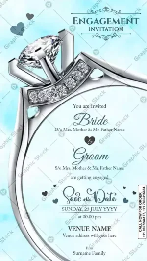 Luxury Diamond Ring theme Engagement Invitation Card – GS-C89