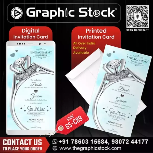 Luxury Diamond Ring theme Engagement Invitation Card – GS-C89