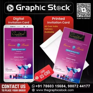 Purple & Blue Cocktail Party Invitation Card – GS-C90