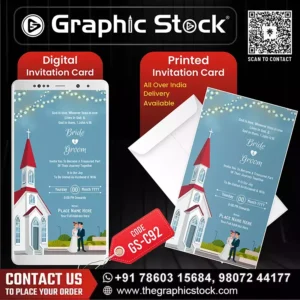 Blue Christian Church Wedding Invitation Card – GS-C92