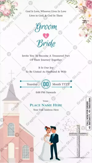 White and Pink Christian Wedding Invitation Card ā GS-C93