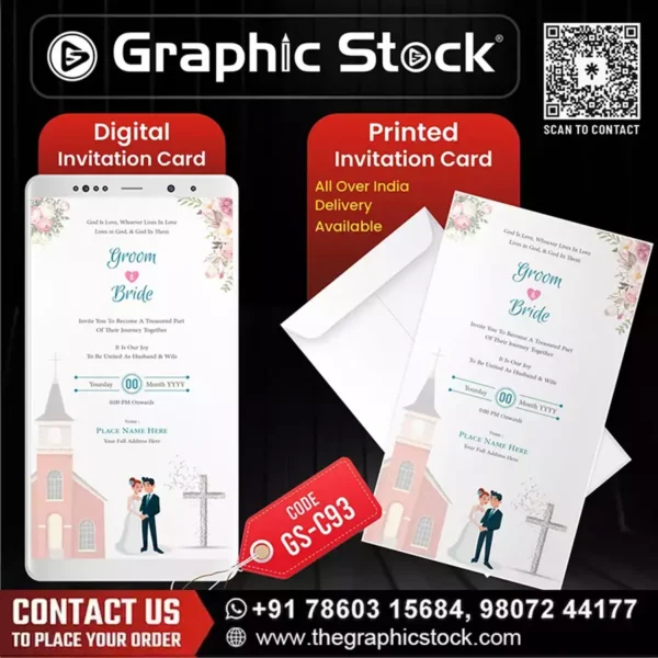 White and Pink Christian Wedding Invitation Card – GS-C93