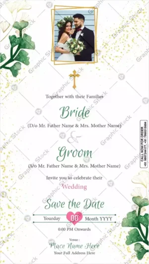 White Lily Christian Wedding Invitation Card – GS-C95