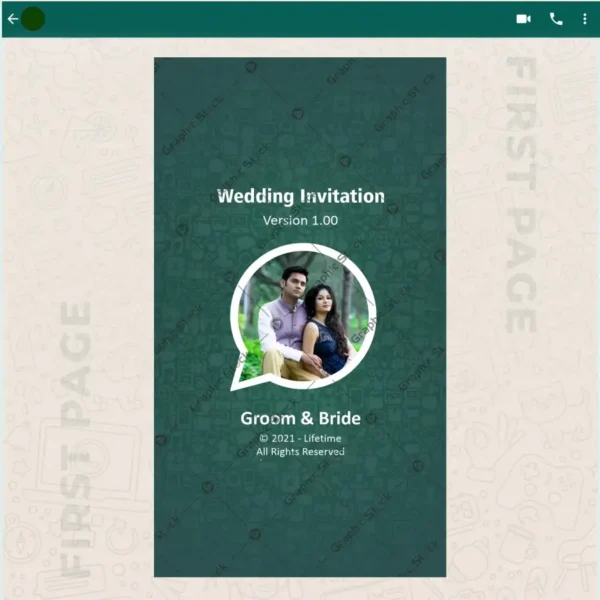 WhatsApp Theme Green Modern Wedding Invitation Cover Page – GS‑C43