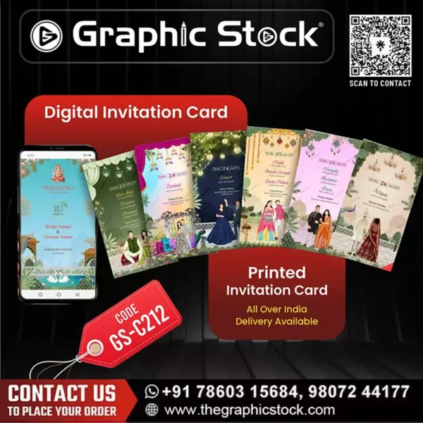 Multi-Page Caricature Wedding Invitation Card with Bride Groom Caricatures – GS-C212