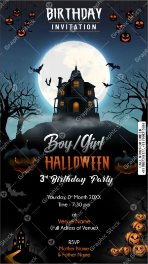 Halloween Birthday Invitation Card for Boy or Girl – GS-C213