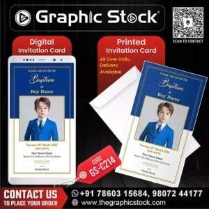 Royal Blue Baptism Invitation Card for Boy – GS-C214
