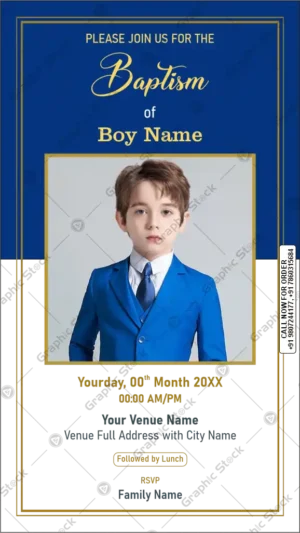 Royal Blue Baptism Invitation Card for Boy – GS-C214