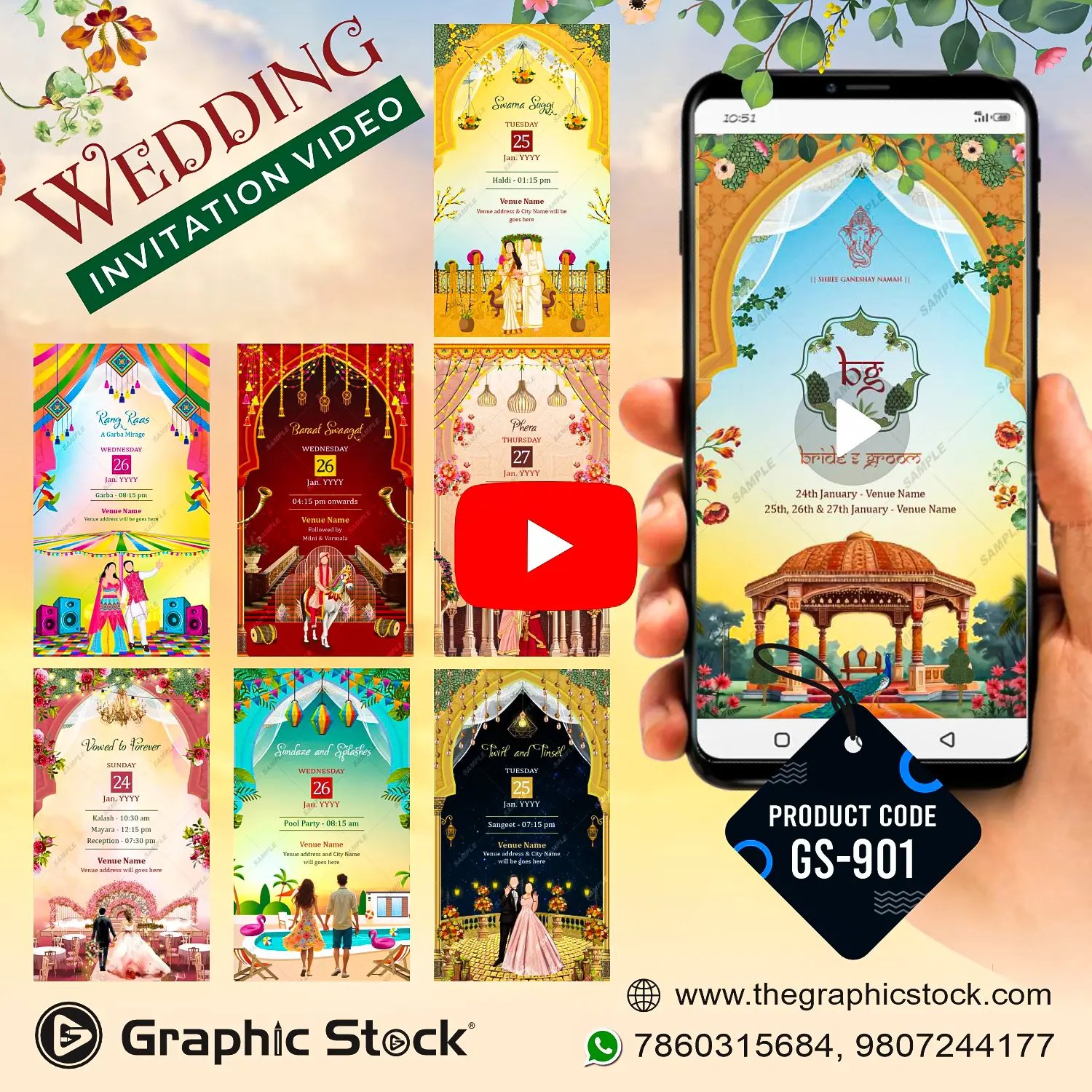 Indian Wedding All Program Video Invitation – Complete Ceremony Invite