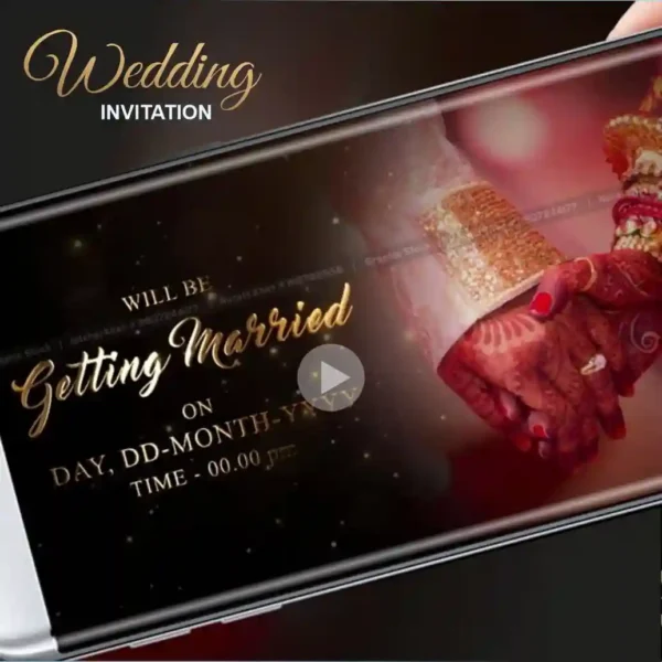 Golden Black Wedding Video Invitation Making Service