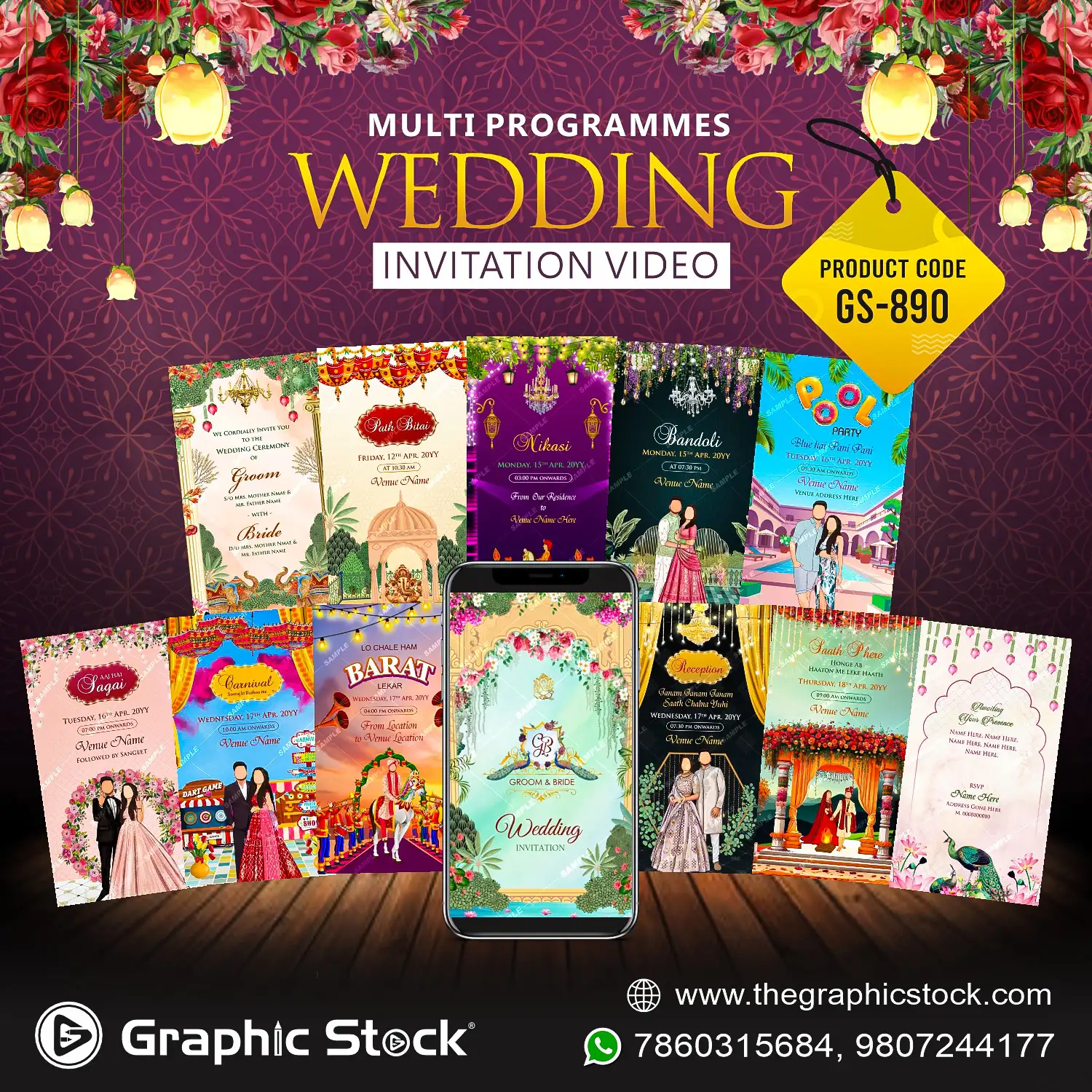 Luxury Multi Page Wedding Invitation Video for Haldi Sangeet Reception – GS-890