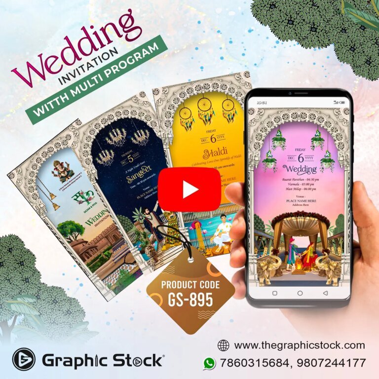 Luxury wedding invitation video trending WhatsApp digital invite GS-896