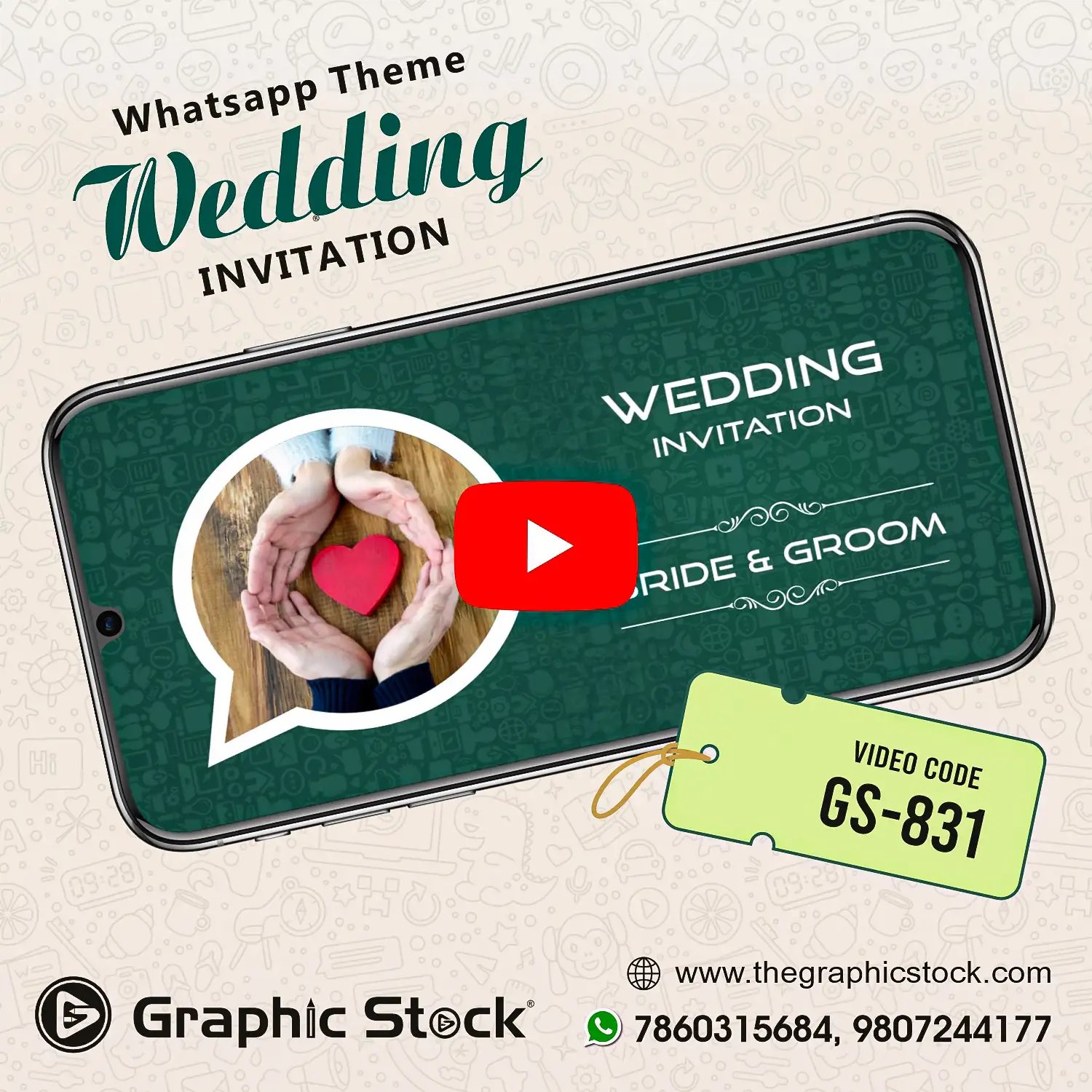WhatsApp Wedding Invitation Video for Bride and Groom – GS-831