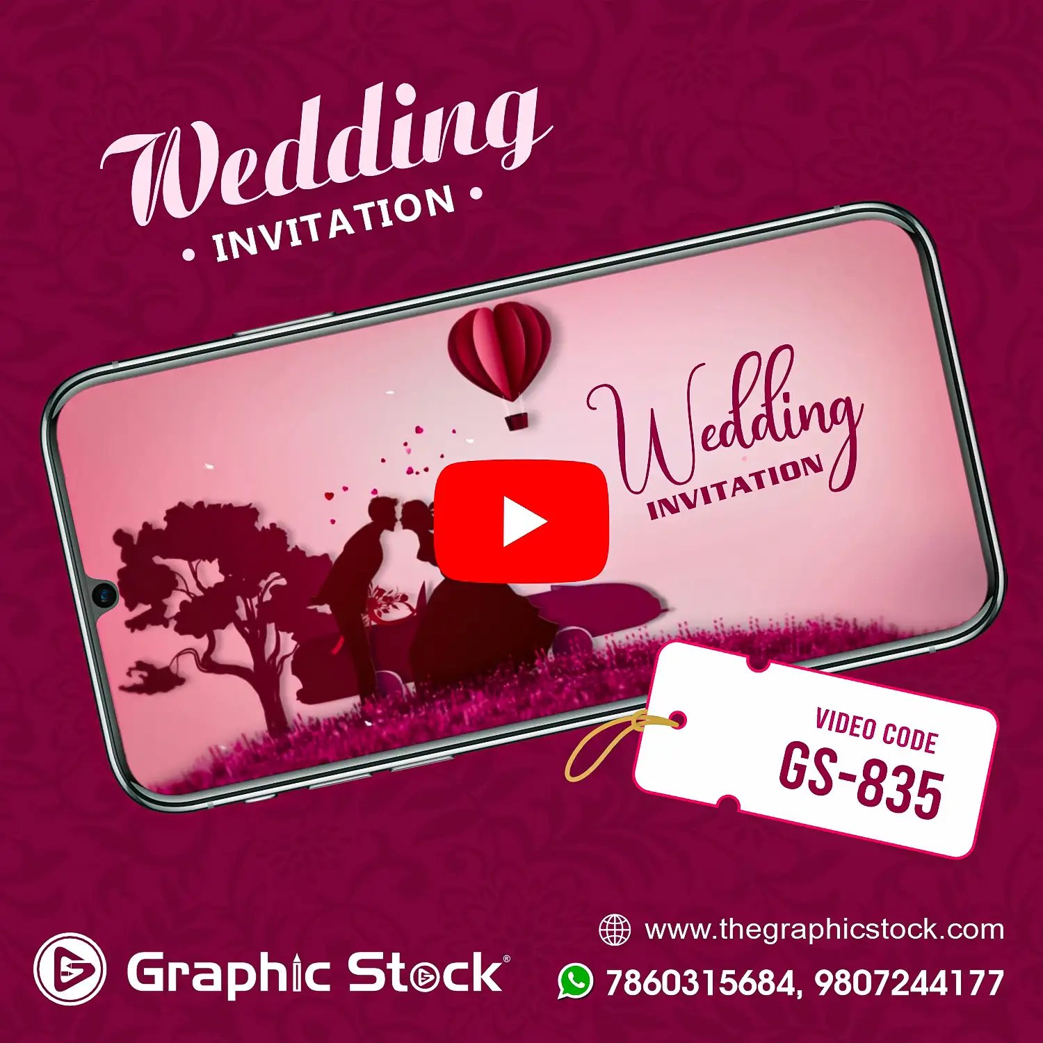 Love Theme Wedding Invitation Video Romantic Marriage Invite ā GS-837
