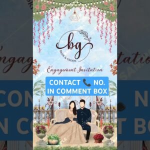 Engagement invitation video with caricature WhatsApp ring ceremony invite GS-904