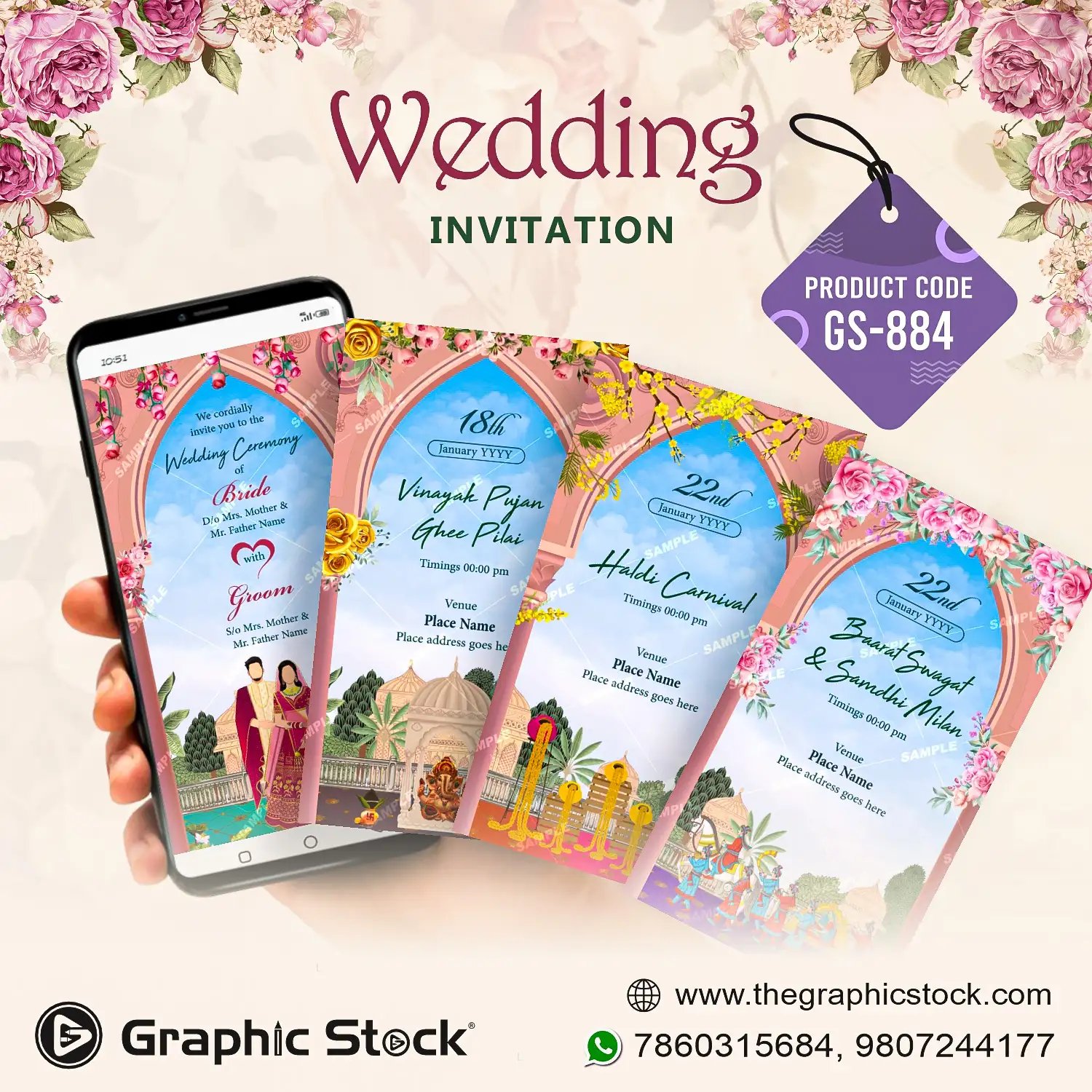 Wedding Invitation Trending Video with Multiple Programs – GS-884